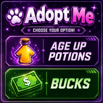 Adopt Me: Age up potion + Bucks Accounts
